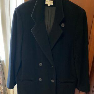 Classic Black Double Breasted  Wool Coat ~ 14P  ~ NWOT